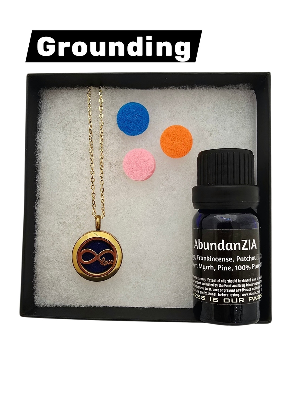 Gold Infinity Round Pendant Necklace for Women With Essential Oil